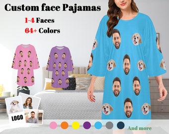 Custom Sleep Shirt For Woman, Custom Face Sleep shirt With Pocket, Oversized Sleep Tee, Custom Pajama Shirt, Personalized Photo Pajama Dress
