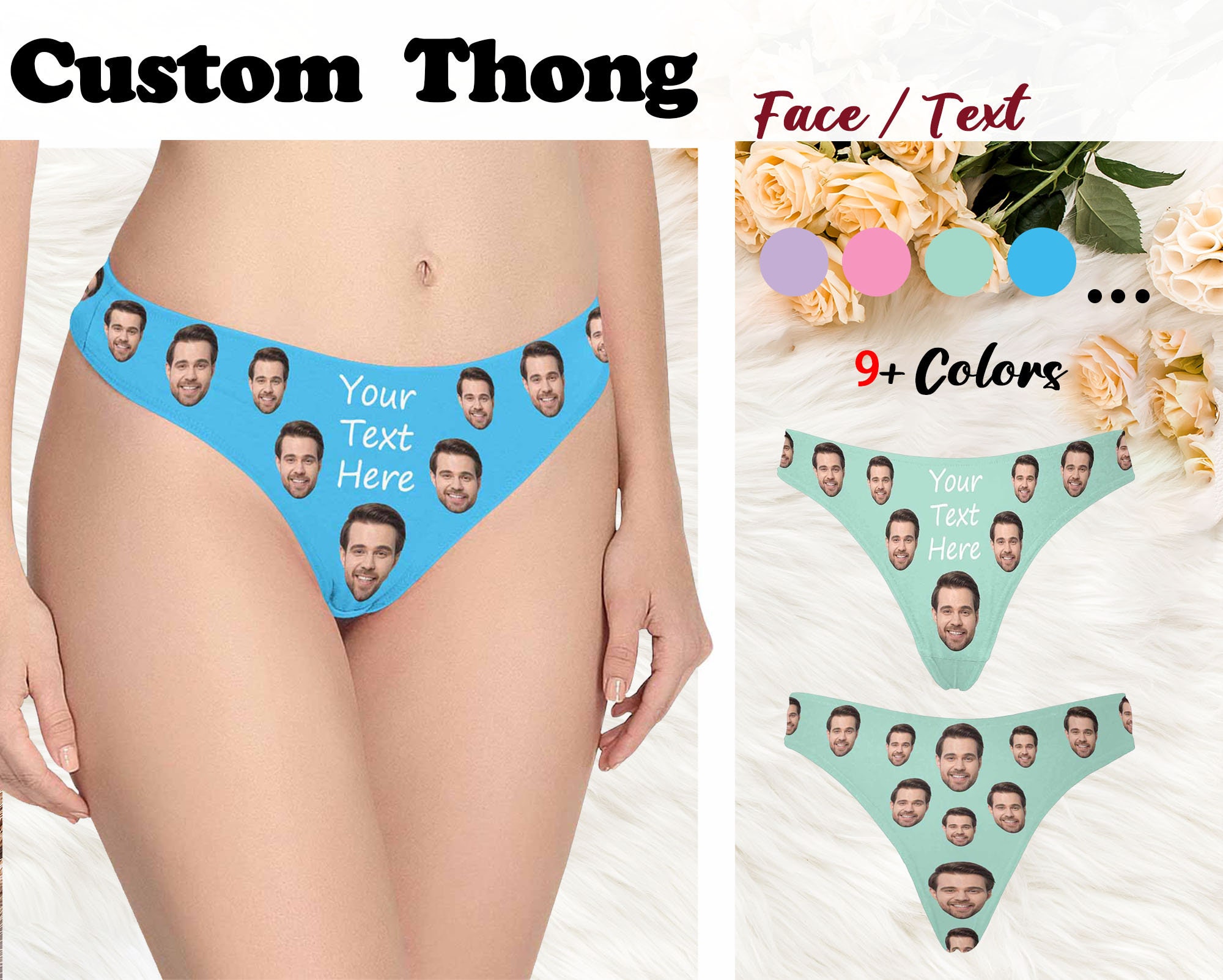 Custom Thongs for Women, Custom Women Photo Thong, Custom Thong