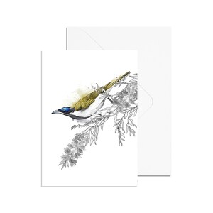 A6 Watercolour Blue-Faced Honeyeater Card