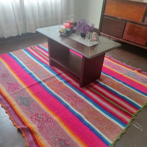 Peruvian Blanket/ Frazada/ Carpet/ Rug Handmade with sheep wool