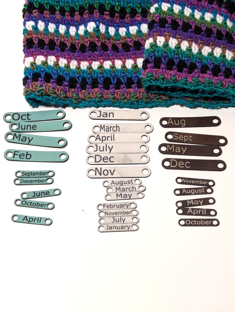 Months of the Year Tags for Temperature Blanket Projects, Leatherette ...