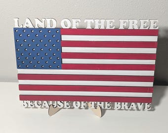 Wood American Flag, Patriotic Military Retirement Gift