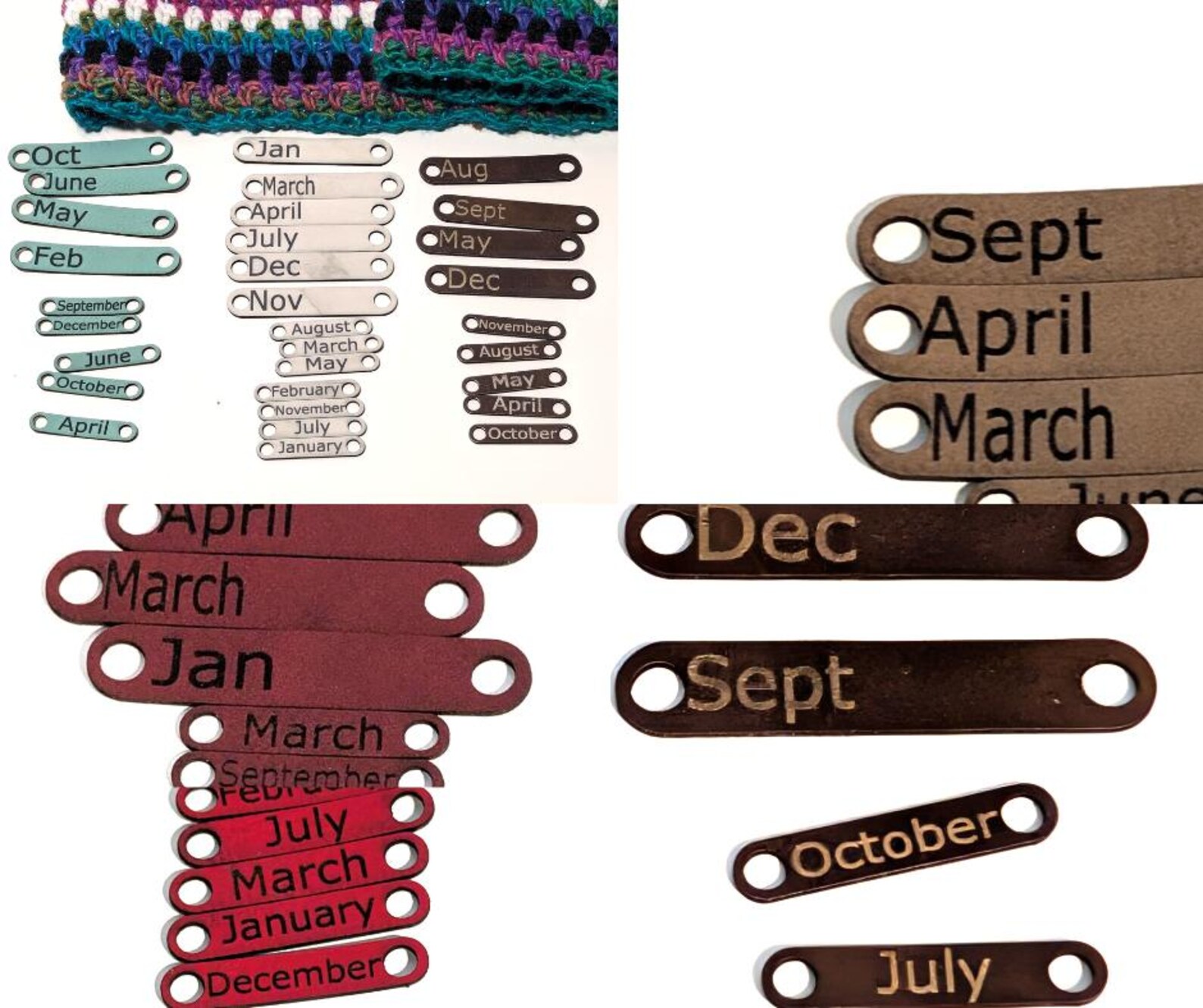 Months of the Year Tags for Temperature Blanket Projects, Leatherette ...