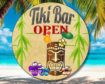 Tiki Bar Sign Metal Tin Sign Tropical Wall Decor Beach Bar Decor Pool Bar Decor Hawaiian Decor Luau Party Decor Bar Wall Art Man Cave Decor