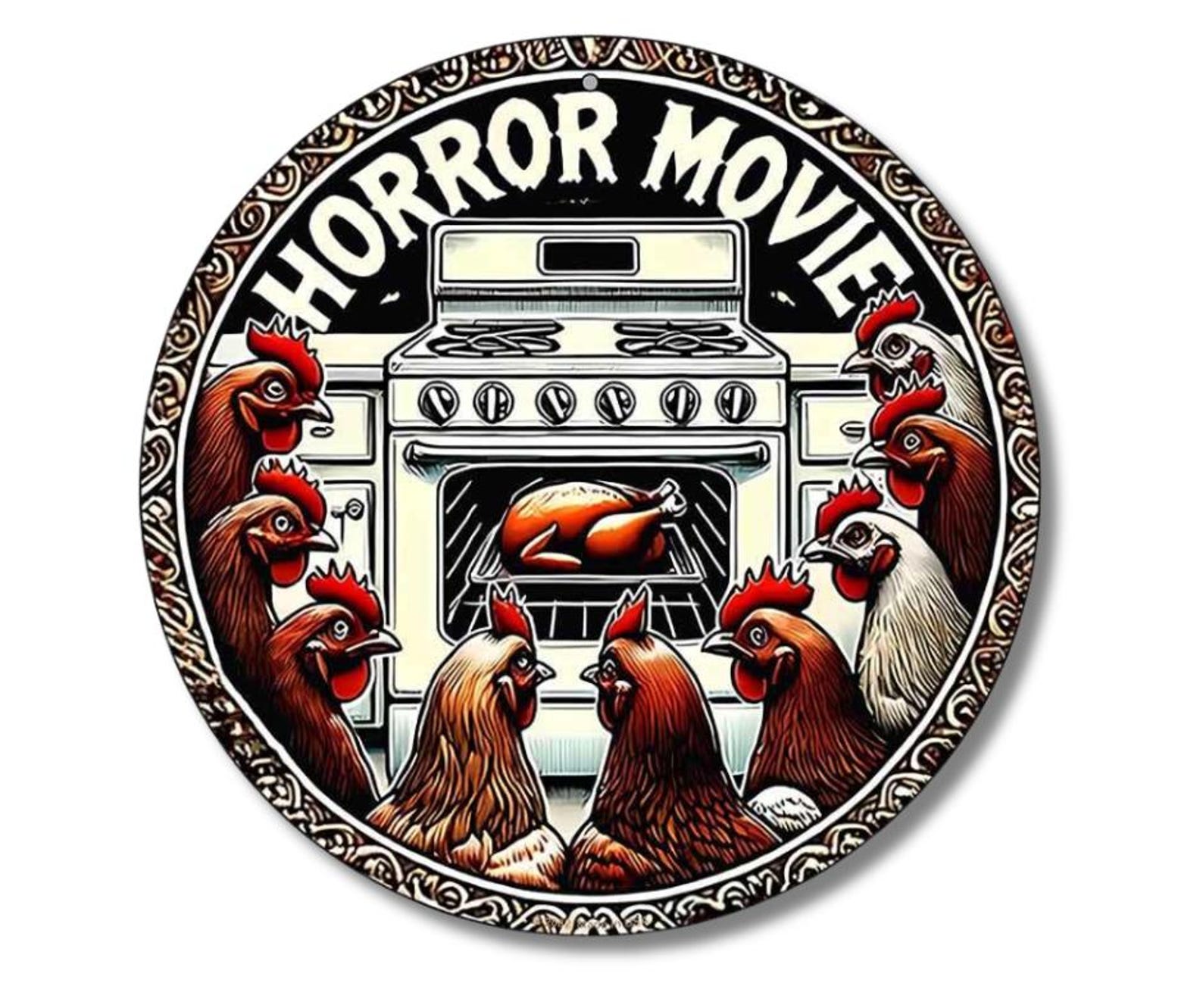 Funny Chicken Kitchen Sign Horror Movie Metal Tin Sign Farmhouse ...