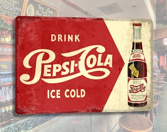 Vintage Soda Sign Metal Tin Sign Retro Cola Wall Decor Kitchen Wall Art Diner Decor Bar Wall Decor Vintage Advertising Sign Man Cave Gift