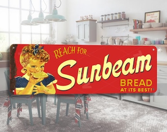 Vintage Bread Sign Metal Tin Sign Retro Kitchen Wall Decor Bakery Wall Art Farmhouse Kitchen Decor Food Wall Decor Rustic Kitchen Sign Gift