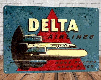 Delta Airlines Classic Design Logo Tin Metal Sign