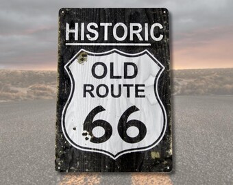 Route 66 Sign Metal Tin Sign Vintage Route 66 Wall Decor Historic Route Sign Retro Road Sign Man Cave Decor Garage Wall Art Travel Decor