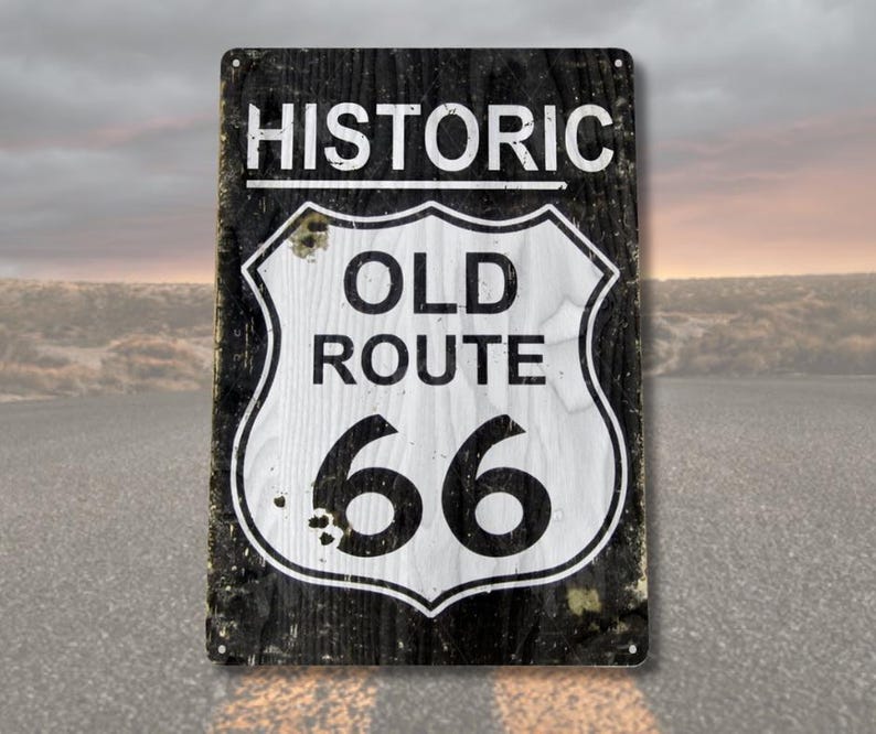 Route 66 Sign Metal Tin Sign Vintage Route 66 Wall Decor Historic Route ...