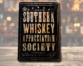 Whiskey Sign Metal Tin Sign Rustic Bar Wall Decor Vintage Whiskey Wall Art Bourbon Decor Man Cave Decor Southern Style Bar Decor Gift Dad