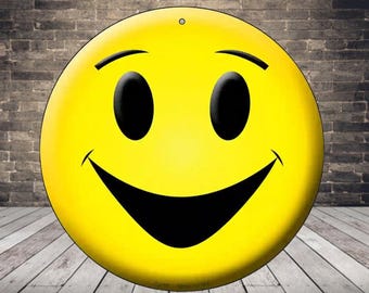 Smiley Face Sign Metal Tin Sign Retro Wall Decor Happy Face Wall Art Yellow Smile Sign Vintage Decor Man Cave Decor Room Decor Gift