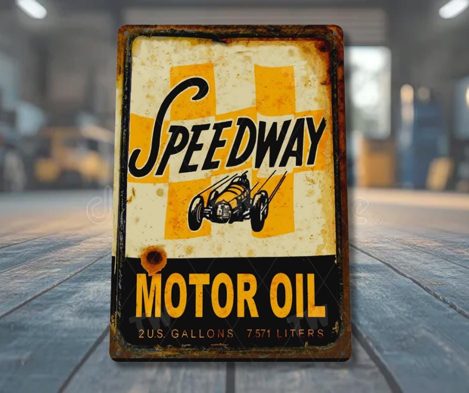 Vintage Motor Oil Sign Metal Tin Sign Retro Garage Wall Decor Racing ...