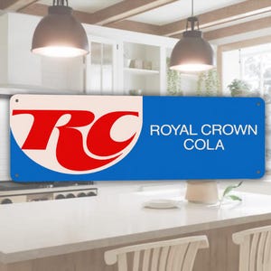 Royal Crown Cola Tin Sign Vintage RC Cola Advertising Sign Retro Soda Wall Decor Diner Kitchen Garage Bar Man Cave Metal Sign