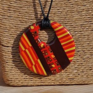 Fimo necklace shades of red