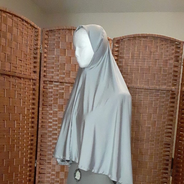 Pull on al amira one piece hijab silver grey
