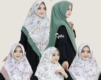 Slip on Hijab - wendbarer indonesischer Hijab - Blütendesign - Instant Hijab (bitte lesen)