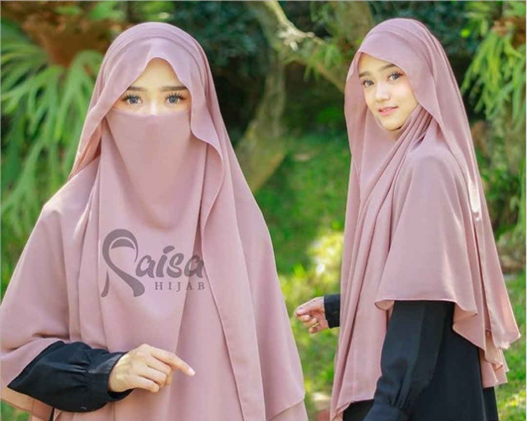 Siti Aminah Two in One Khimar Niqab Tie Back Hijab High pic