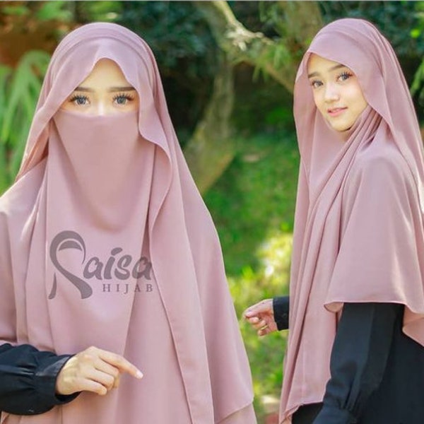 Siti Aminah - Niqab khimar dos en uno - hijab con lazo en la espalda - tela ligera, suave y de alta calidad