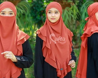 French Hijab Niqab Khimar - one piece flowing feminine tie back hijab