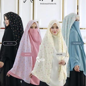 Exclusieve hijab met nikab - dubbellaagse hijab bloemenprint