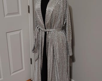 Silver /gray animal print open kimono abaya duster