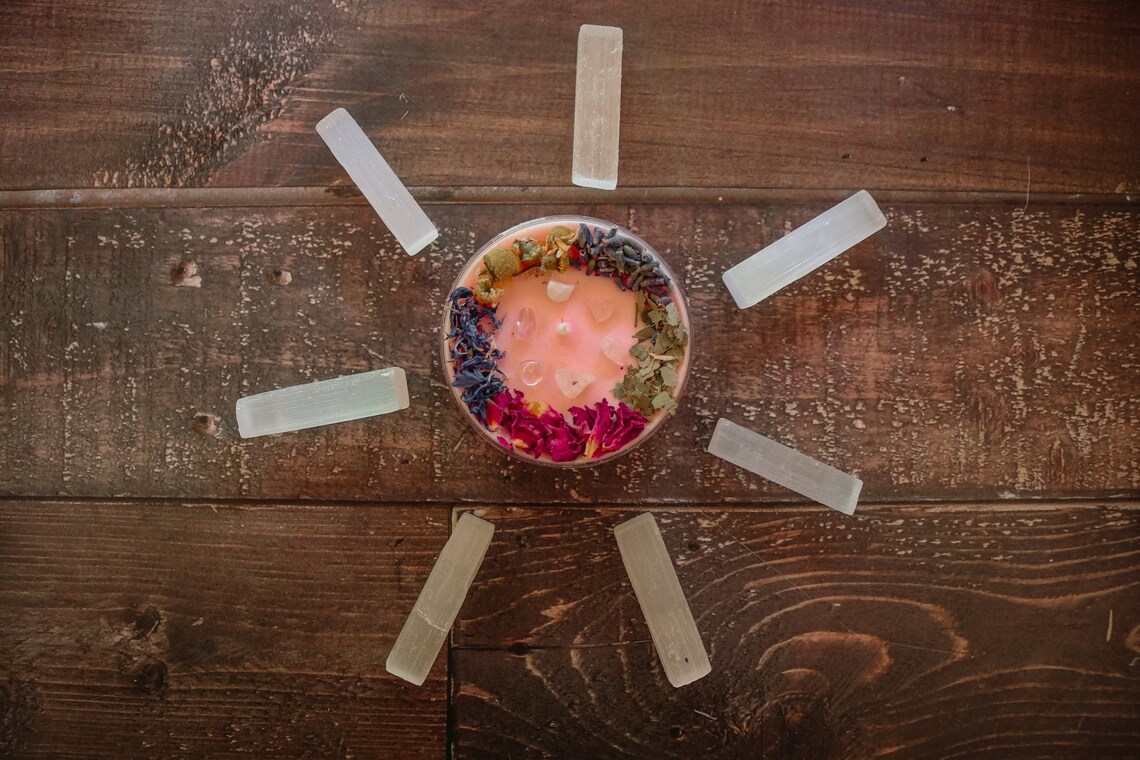 Crystal Candle Gift Crystal Lover Gift Candle With Flower Etsy Australia