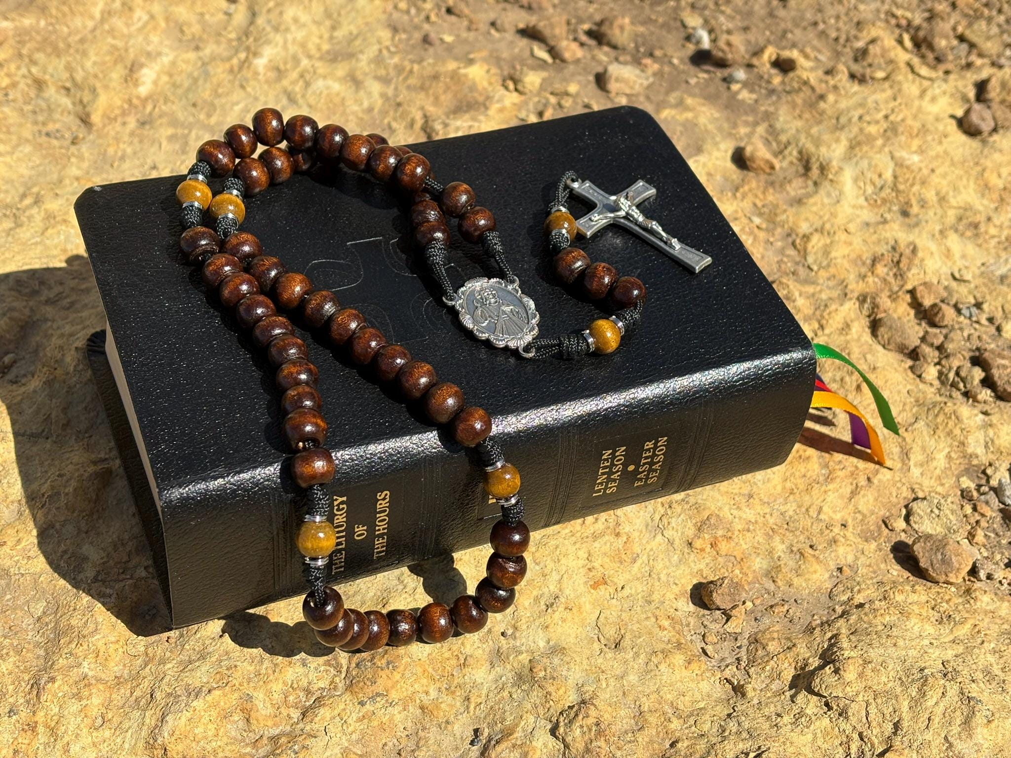 Chocolate Brown Paracord Rosary With Silver Crucifix and Divine Mercy ...