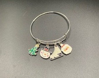 Christmas Bracelet Christmas Tree, Snowman, Figure Skate and Santa