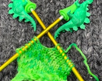 Stegosaurus knitting needle point protectors size 4