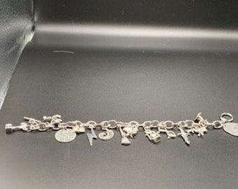 wizard charm bracelet with glasses and birdcage