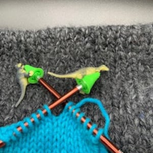 Trodden dinosaur knitting needle point protectors size 9
