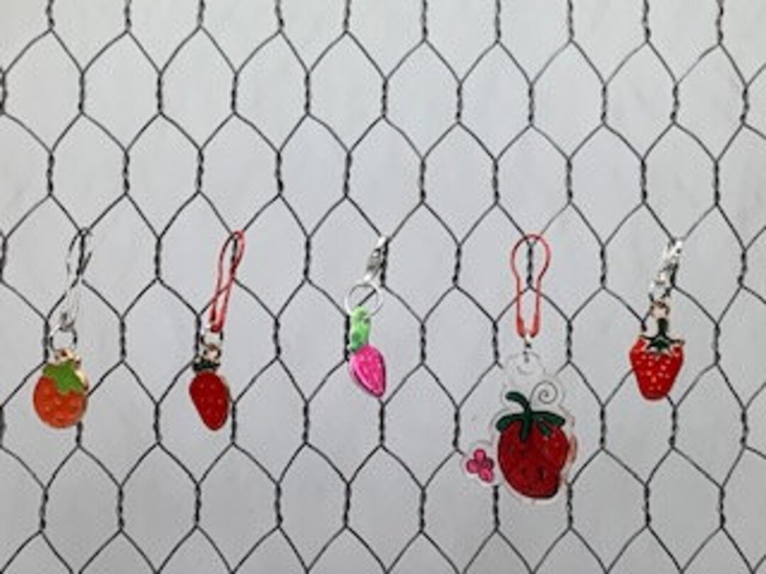 Strawberry Shrinky Dink Stitch Marker With Bulb and Lobster Etsy