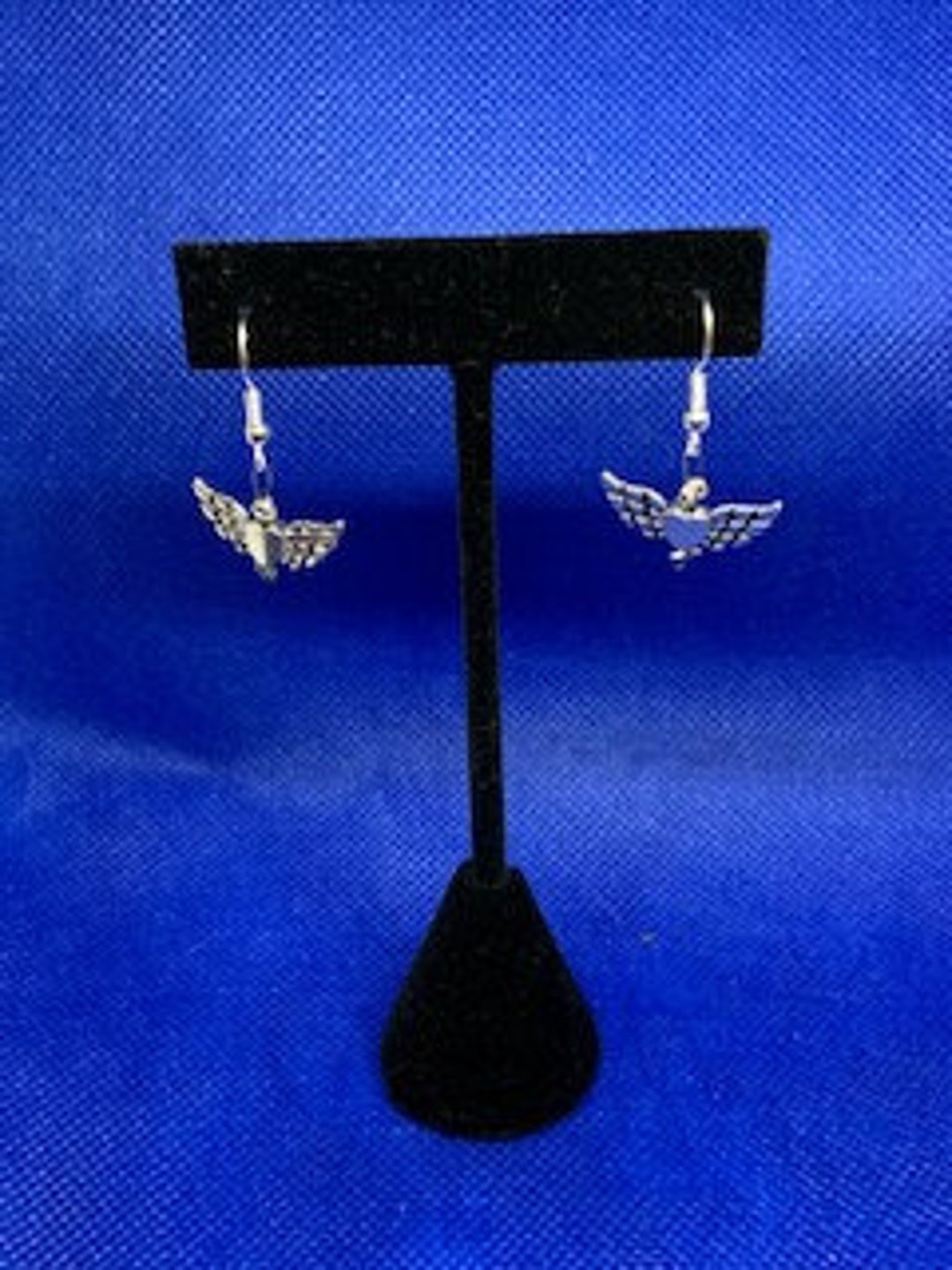 Silver Heart With Wings Bead Fish Hook Earrings Etsy