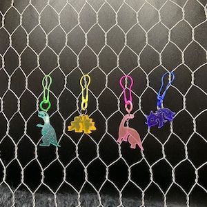 Dark Colored Dinosaur Charm with bulb closure stitch marker