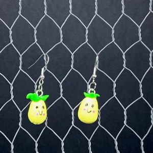 yellow pineapple charm earrings with fish hook