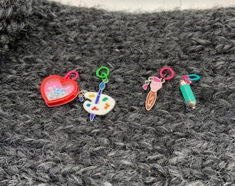 Art charm stitch markers with jump ring