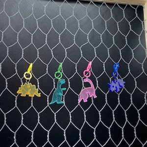 Dark Colored Dinosaur Charm with lobster clasp stitch marker