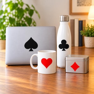 Vinyldekaler för spelkortsviter – Set med 10 pokerklistermärken, hjärter, spader, klöver, ruter