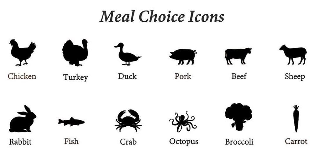 Set of 50 Small Size Meal Choice Stickers,meal Decals,wedding Place