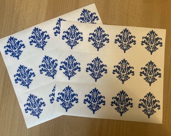 Set of 4 Small size (2'' - 5'') Damask Pattern decal, damask wall decals, decorative wall pattern decals