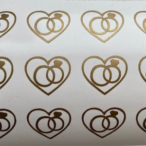 Wedding Rings Heart Decals, Wedding Party Decals