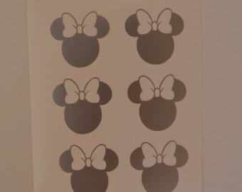 Set of 10 Large Minnie Vinyl Decals, Minnie Decals For Party, Party Favors, decals for Balloons, party decals