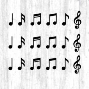 Set von 90 kleinen Musiknoten-Aufklebern, Vinyl-Aufkleber