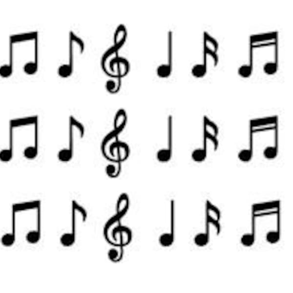 Set of 120 Tiny Music Notes Stickers, vinyl decals