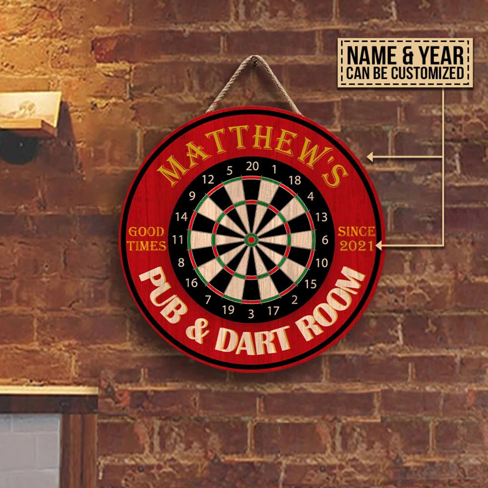 Personalized Darts Pub & Dart Room Customized Wood Circle Etsy