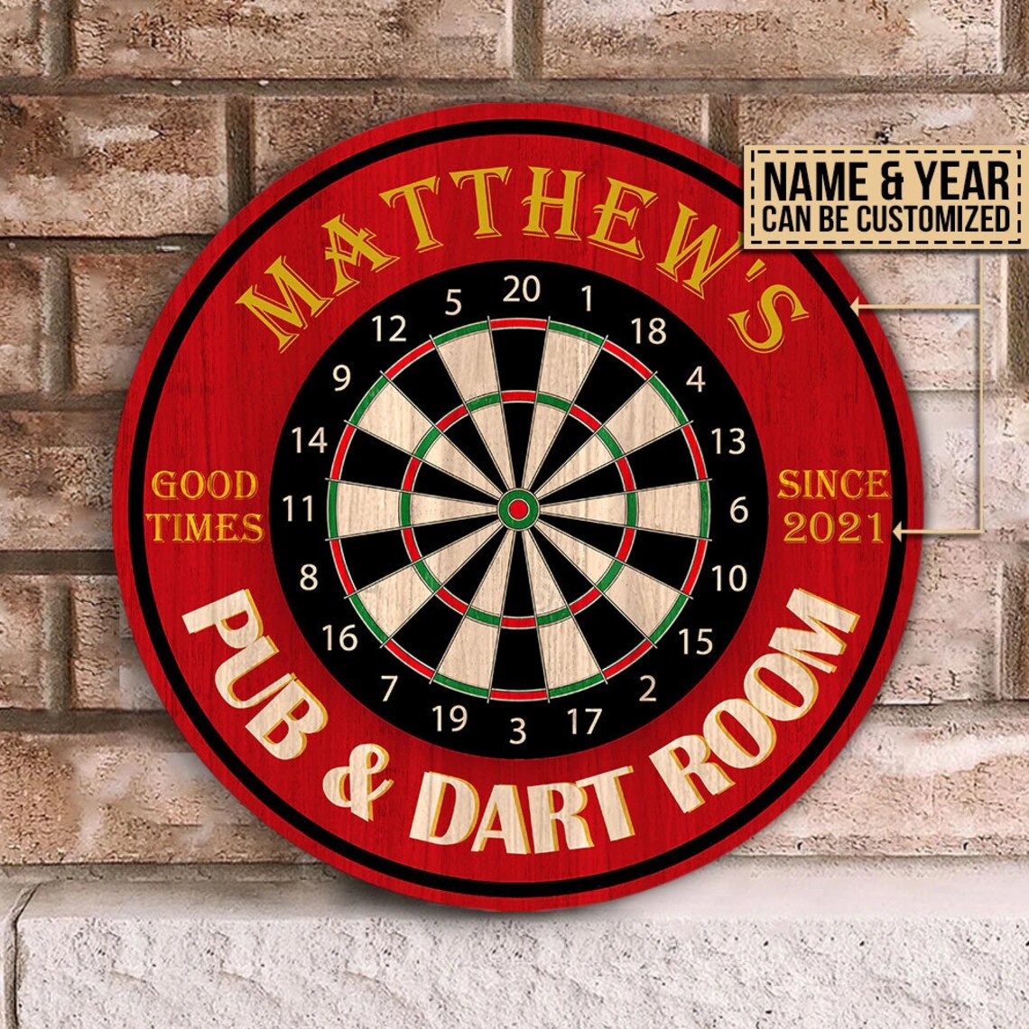 Personalized Darts Pub & Dart Room Customized Wood Circle Etsy