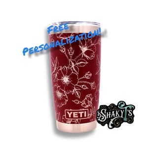 20oz - 360 Wildflower design laser engraved on a Yeti tumbler with magslide lid. Multiple colors available…