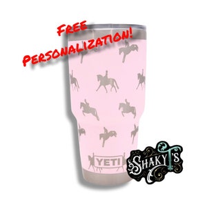 30oz - 360 Equestrian design laser engraved on a Yeti tumbler with magslide lid. These are NOT sticker’s or vinyl decals!