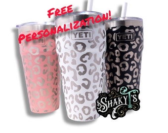 26oz 360 Leopard Print Laser Engraved on a Yeti Stackable